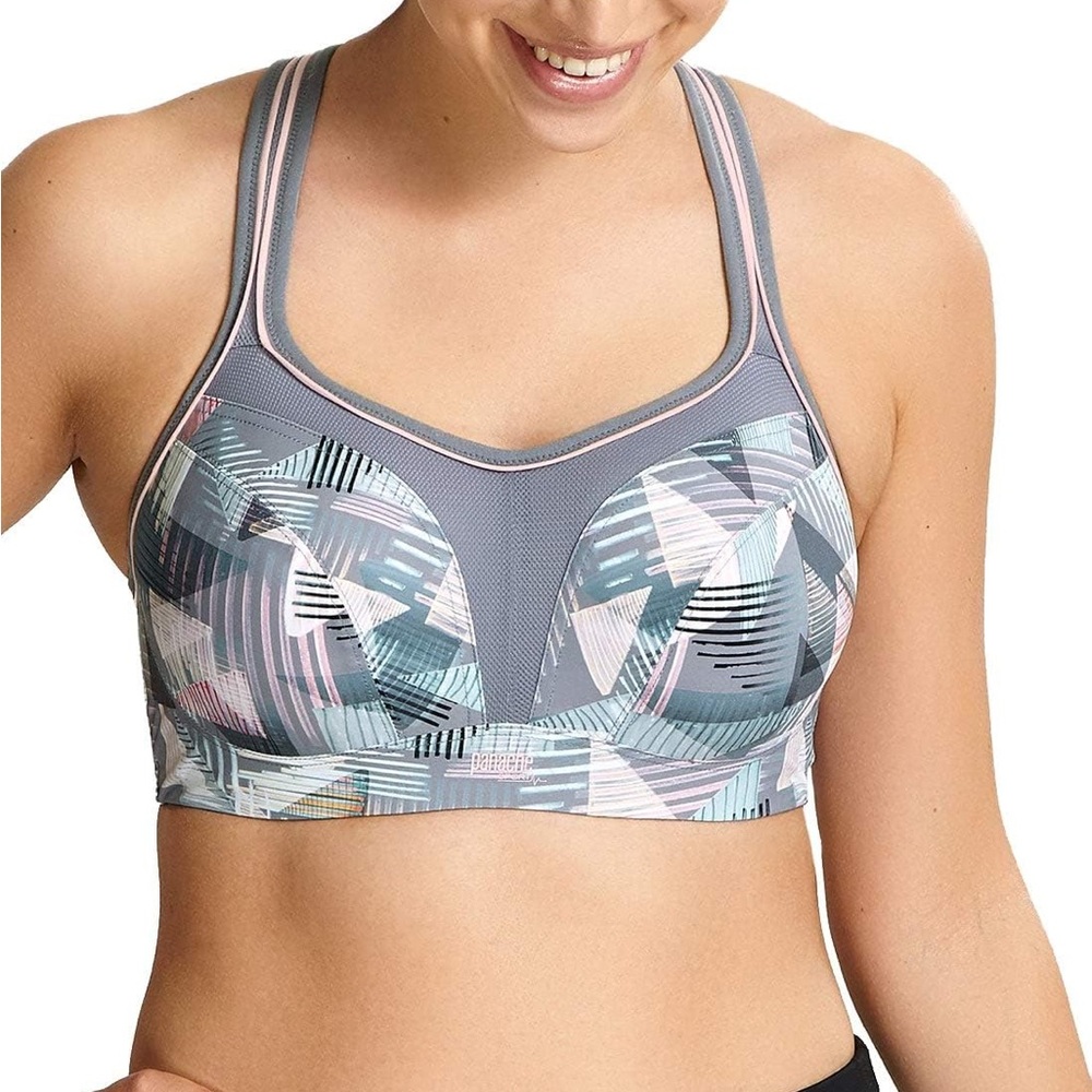 NWT Panache Women's High Impact Underwire Sports Bra, Pastel Retro, 34 J